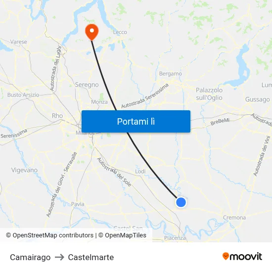 Camairago to Castelmarte map