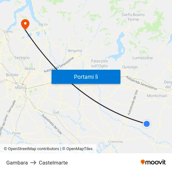 Gambara to Castelmarte map