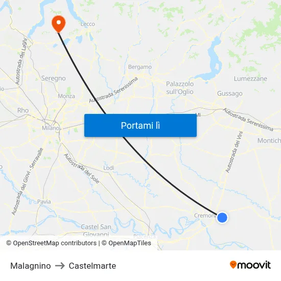 Malagnino to Castelmarte map