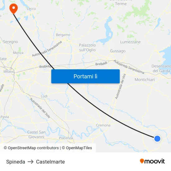 Spineda to Castelmarte map