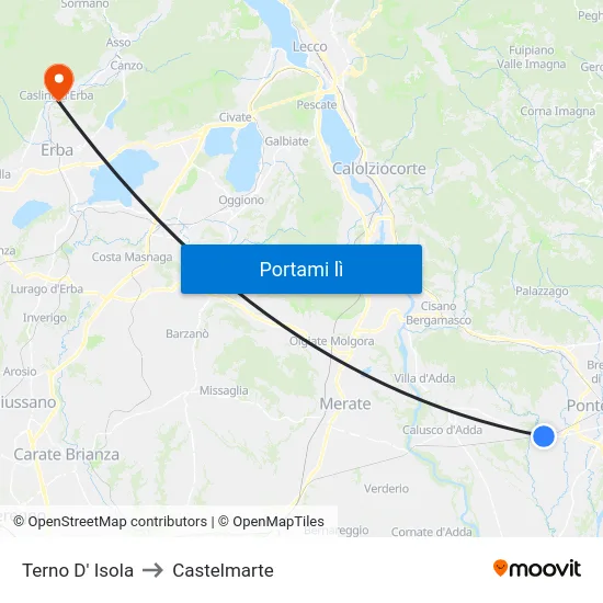 Terno D' Isola to Castelmarte map