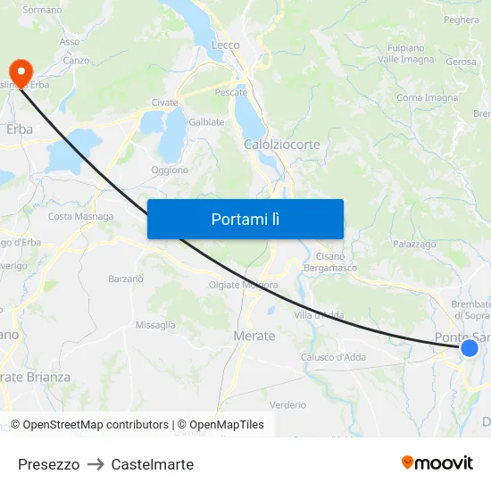 Presezzo to Castelmarte map