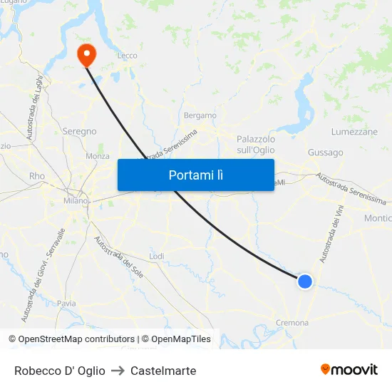 Robecco D' Oglio to Castelmarte map