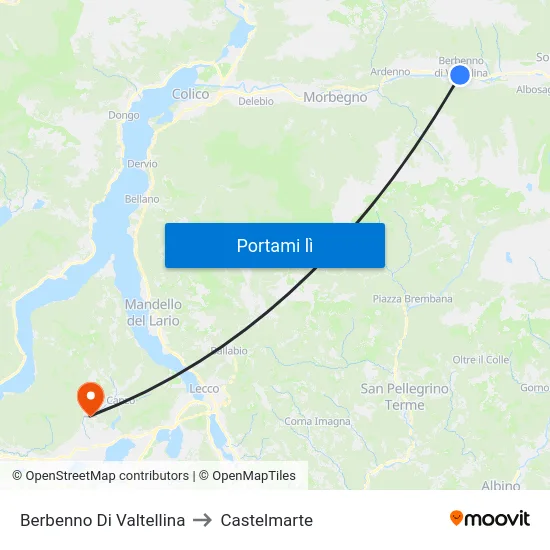 Berbenno Di Valtellina to Castelmarte map