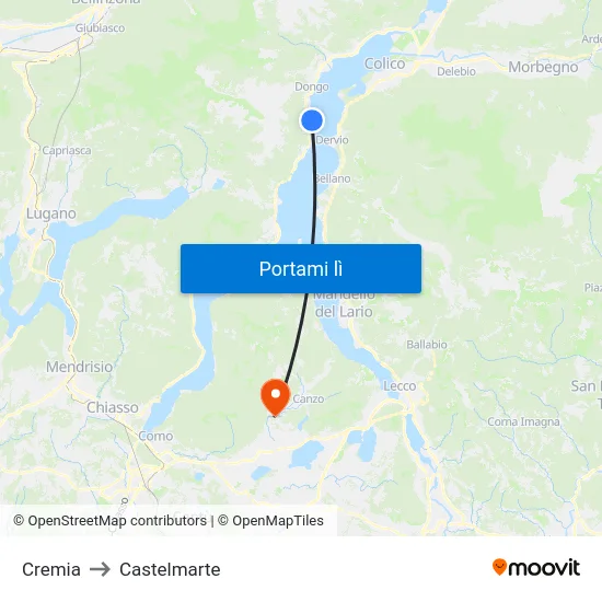 Cremia to Castelmarte map