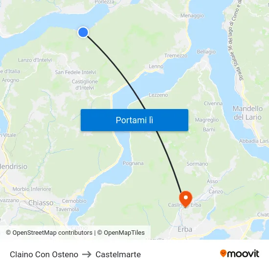 Claino Con Osteno to Castelmarte map