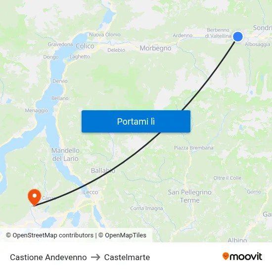 Castione Andevenno to Castelmarte map