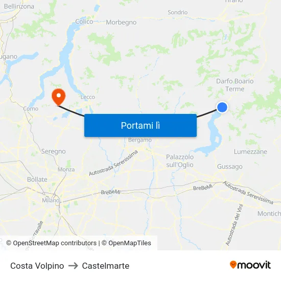 Costa Volpino to Castelmarte map