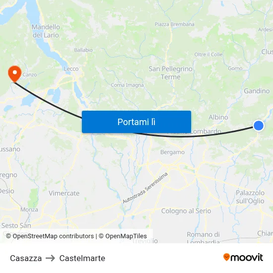 Casazza to Castelmarte map