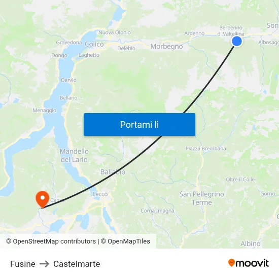 Fusine to Castelmarte map