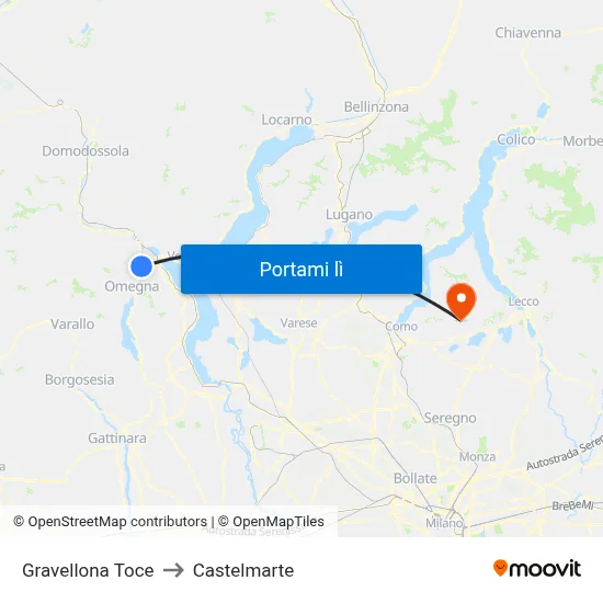 Gravellona Toce to Castelmarte map
