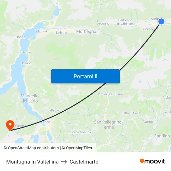 Montagna In Valtellina to Castelmarte map