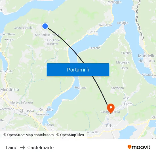 Laino to Castelmarte map