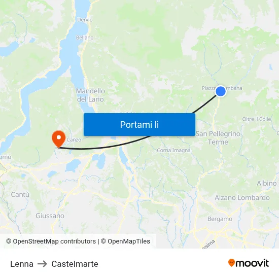 Lenna to Castelmarte map
