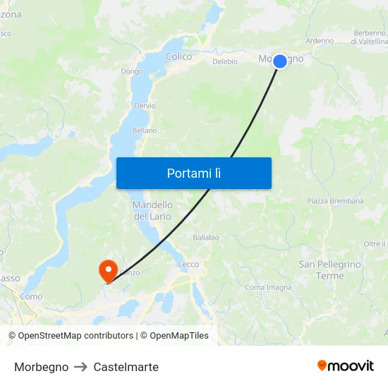 Morbegno to Castelmarte map