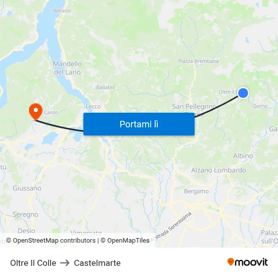 Oltre Il Colle to Castelmarte map