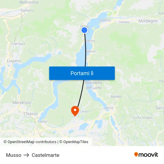 Musso to Castelmarte map