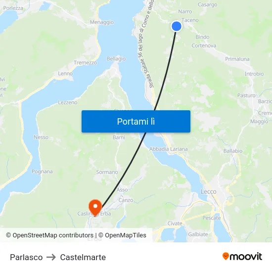 Parlasco to Castelmarte map