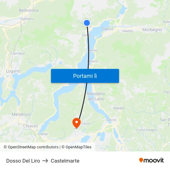 Dosso Del Liro to Castelmarte map