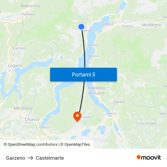 Garzeno to Castelmarte map