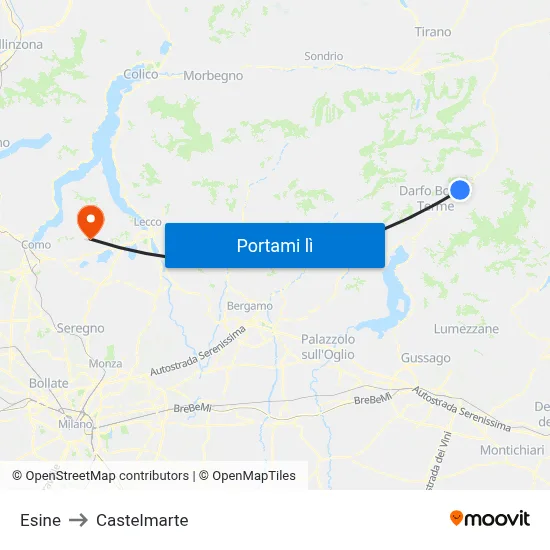 Esine to Castelmarte map