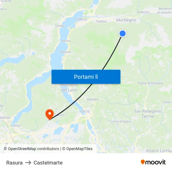 Rasura to Castelmarte map