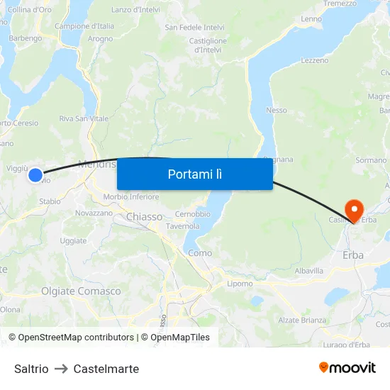 Saltrio to Castelmarte map