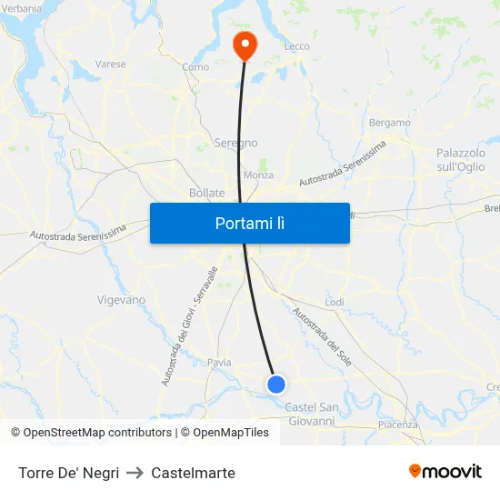 Torre De' Negri to Castelmarte map