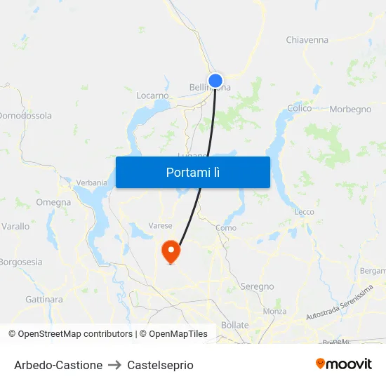 Arbedo-Castione to Castelseprio map