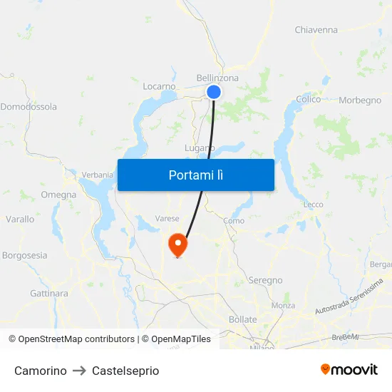 Camorino to Castelseprio map