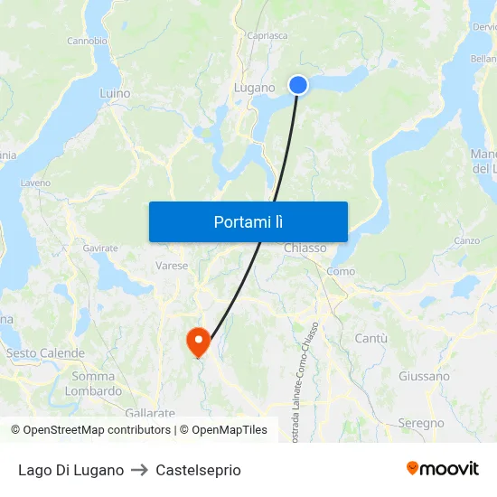 Lago Di Lugano to Castelseprio map