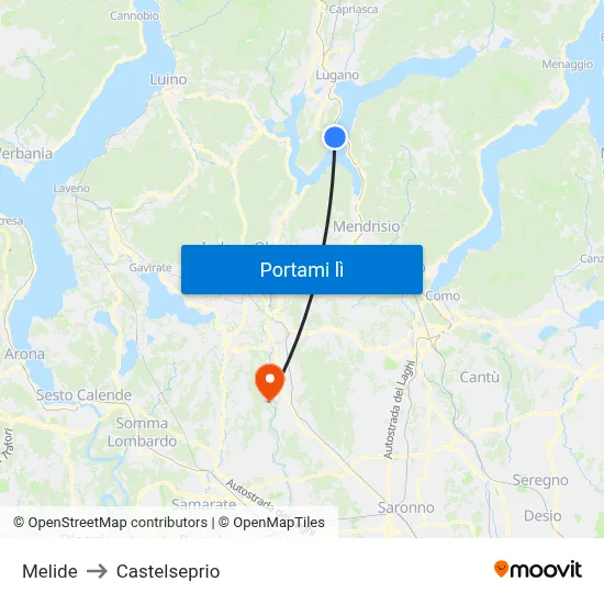 Melide to Castelseprio map