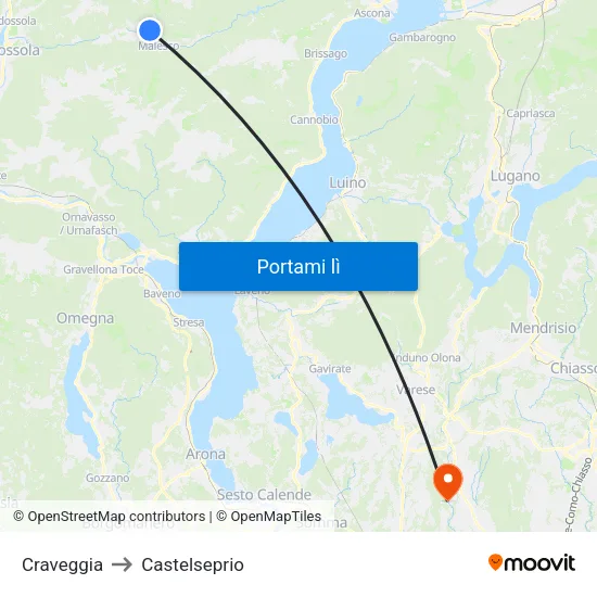 Craveggia to Castelseprio map