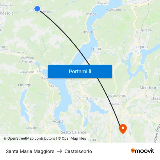 Santa Maria Maggiore to Castelseprio map