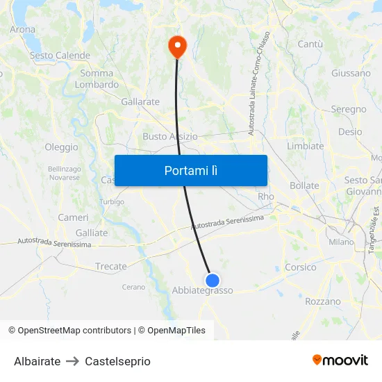Albairate to Castelseprio map