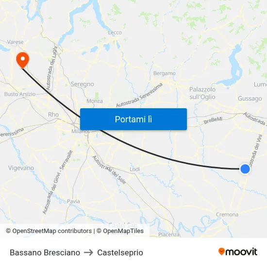 Bassano Bresciano to Castelseprio map