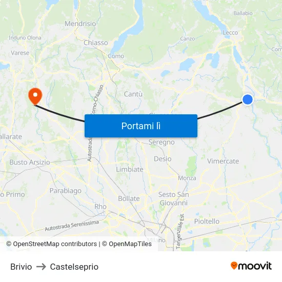 Brivio to Castelseprio map