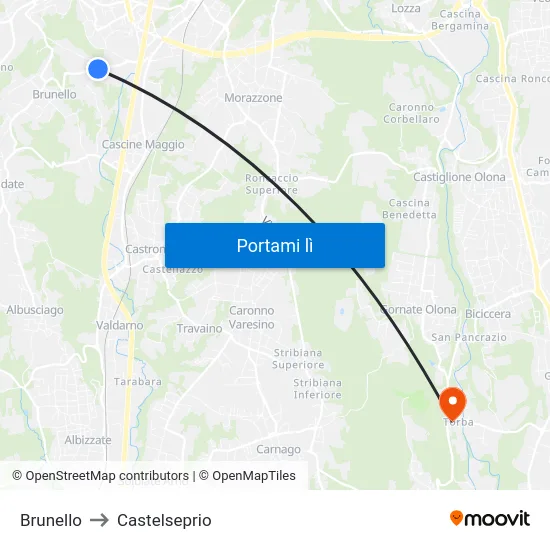 Brunello to Castelseprio map