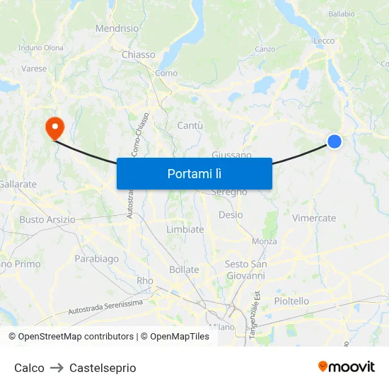 Calco to Castelseprio map