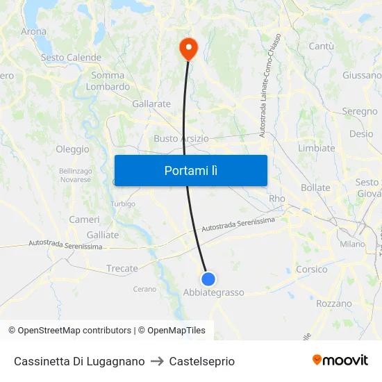 Cassinetta Di Lugagnano to Castelseprio map