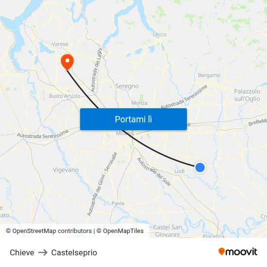 Chieve to Castelseprio map