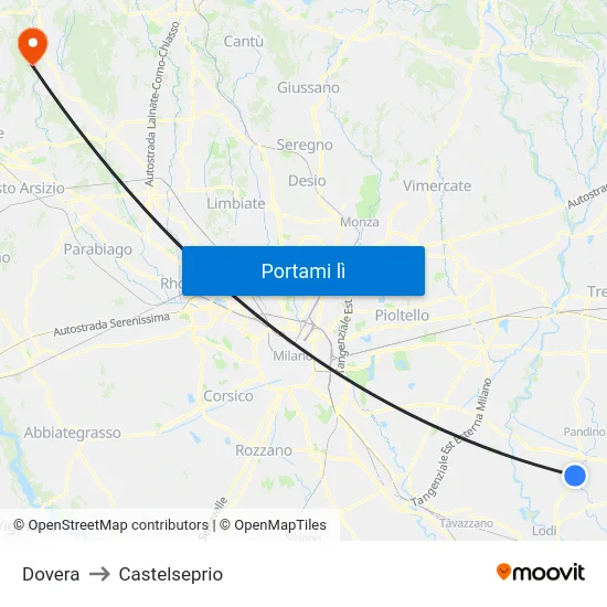 Dovera to Castelseprio map