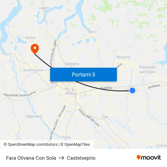 Fara Olivana Con Sola to Castelseprio map