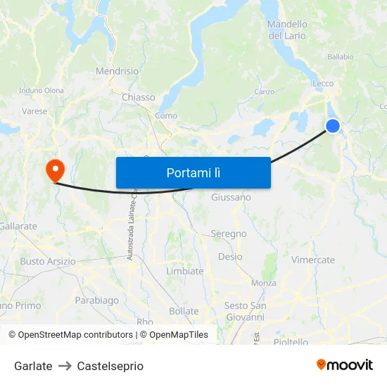 Garlate to Castelseprio map