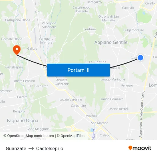 Guanzate to Castelseprio map