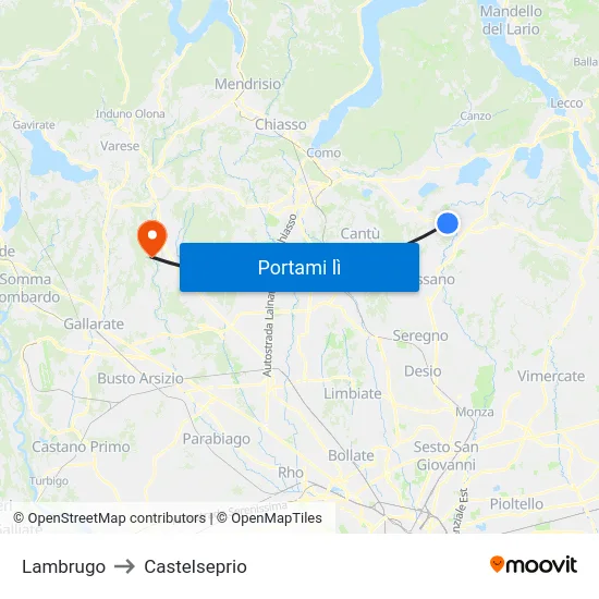 Lambrugo to Castelseprio map