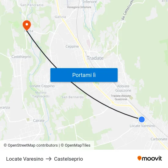Locate Varesino to Castelseprio map