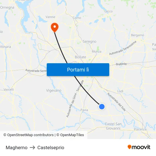 Magherno to Castelseprio map