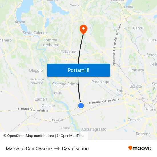Marcallo Con Casone to Castelseprio map