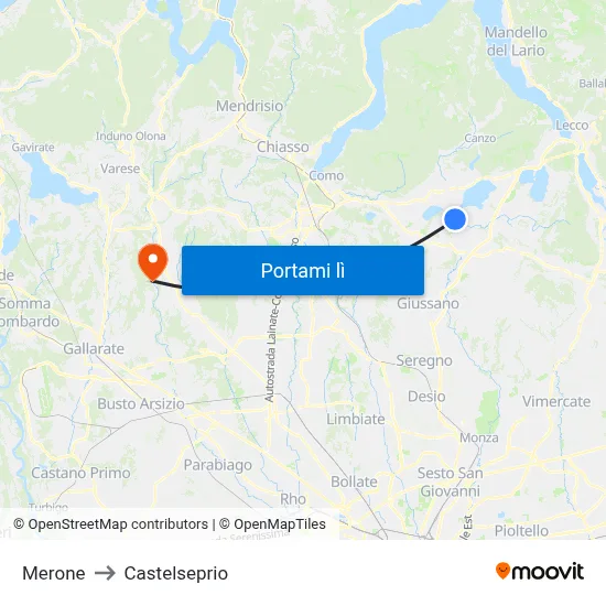 Merone to Castelseprio map